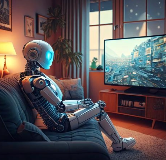 Robot-Watching-TV-I-Took-From-AI-Since-They-Scrape-From-Sites-Its-Not-Stealing